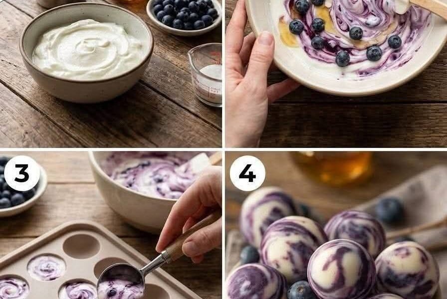 Creamy Frozen Blueberry Greek Yogurt Clusters